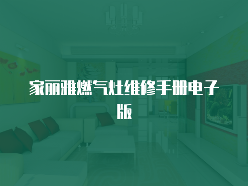 家麗雅燃?xì)庠罹S修手冊(cè)電子版