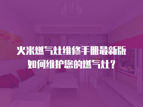 火米燃?xì)庠罹S修手冊(cè)最新版如何維護(hù)您的燃?xì)庠睿? class=
