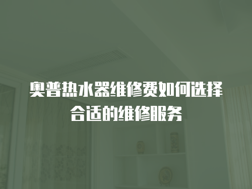 奧普熱水器維修費如何選擇合適的維修服務