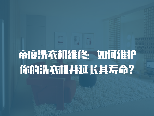 帝度洗衣機(jī)維修：如何維護(hù)你的洗衣機(jī)并延長(zhǎng)其壽命？
