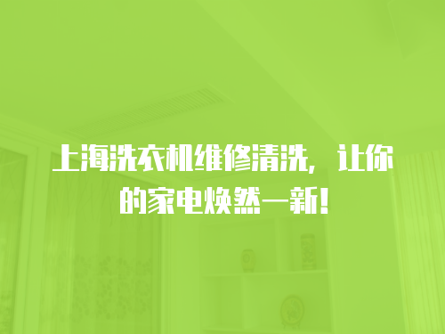 上海洗衣機維修清洗，讓你的家電煥然一新！