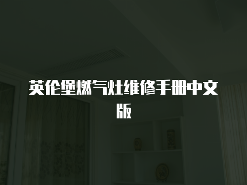 英倫堡燃?xì)庠罹S修手冊中文版