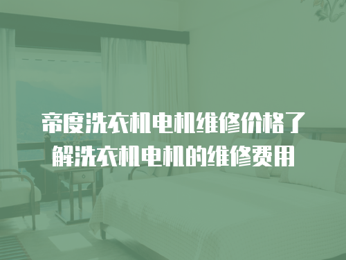 帝度洗衣機電機維修價格了解洗衣機電機的維修費用