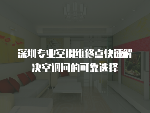 深圳專業(yè)空調(diào)維修點(diǎn)快速解決空調(diào)問的可靠選擇