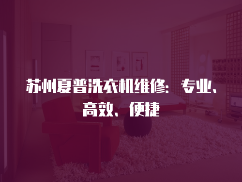 蘇州夏普洗衣機維修：專業、高效、便捷