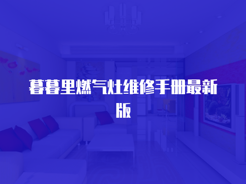 暮暮里燃?xì)庠罹S修手冊最新版