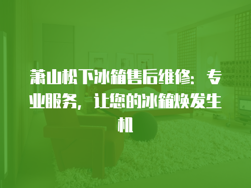 蕭山松下冰箱售后維修：專業服務，讓您的冰箱煥發生機