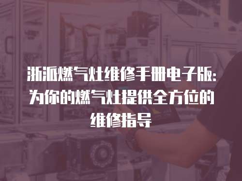 浙派燃氣灶維修手冊電子版：為你的燃氣灶提供全方位的維修指導(dǎo)