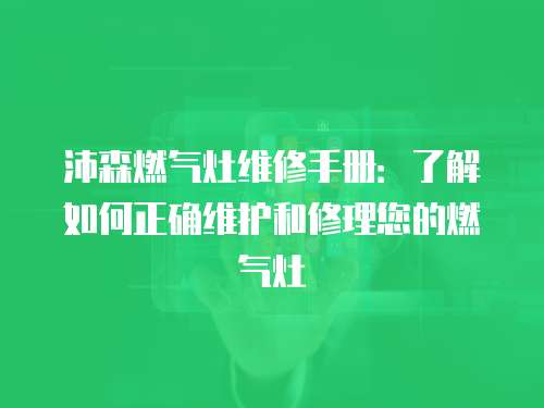 沛森燃氣灶維修手冊：了解如何正確維護和修理您的燃氣灶