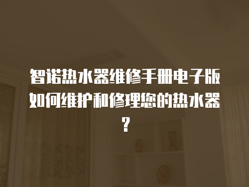 智諾熱水器維修手冊電子版如何維護和修理您的熱水器？