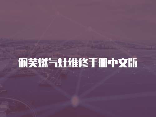 佩芙燃氣灶維修手冊中文版