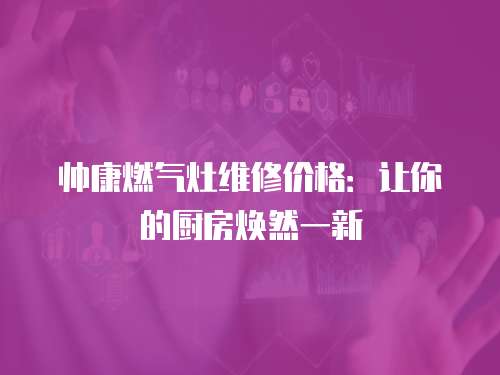 帥康燃氣灶維修價格：讓你的廚房煥然一新