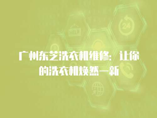 廣州東芝洗衣機維修：讓你的洗衣機煥然一新