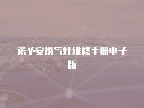 諾予安燃氣灶維修手冊電子版