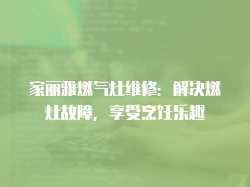 家麗雅燃氣灶維修：解決燃灶故障，享受烹飪樂趣
