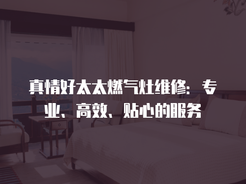真情好太太燃氣灶維修：專業、高效、貼心的服務