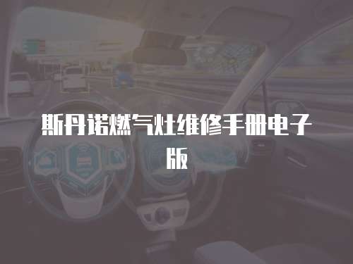 斯丹諾燃?xì)庠罹S修手冊電子版