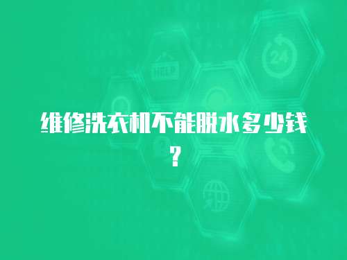 維修洗衣機不能脫水多少錢？
