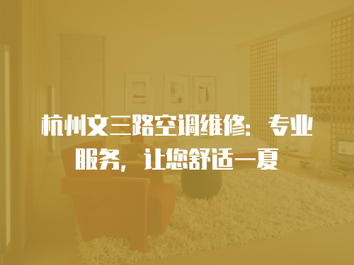 杭州文三路空調維修：專業服務，讓您舒適一夏
