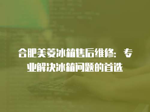 合肥美菱冰箱售后維修：專業解決冰箱問題的首選