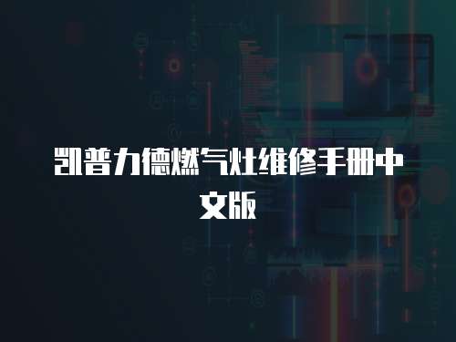 凱普力德燃?xì)庠罹S修手冊中文版
