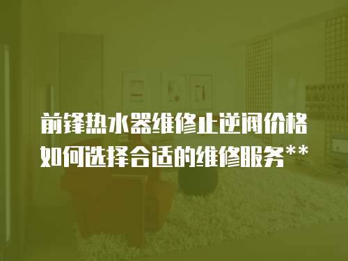 前鋒熱水器維修止逆閥價格如何選擇合適的維修服務**