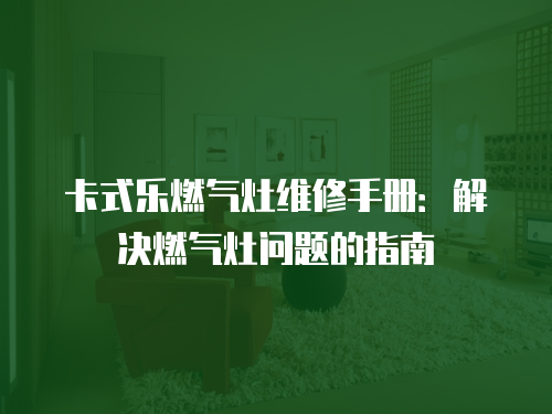 卡式樂燃氣灶維修手冊：解決燃氣灶問題的指南