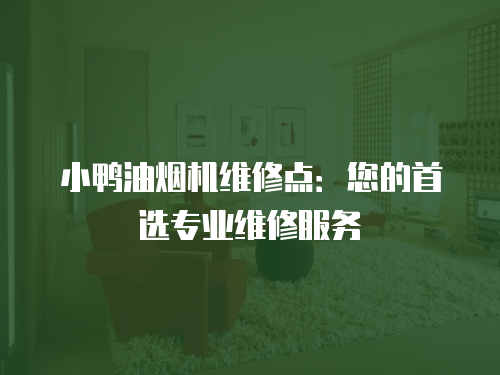 小鴨油煙機維修點：您的首選專業維修服務