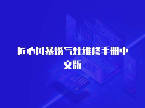 匠心風(fēng)暴燃?xì)庠罹S修手冊(cè)中文版