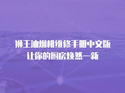 獅王油煙機維修手冊中文版讓你的廚房煥然一新