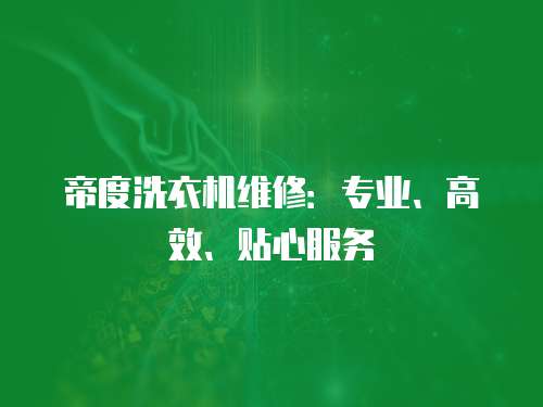 帝度洗衣機維修：專業、高效、貼心服務