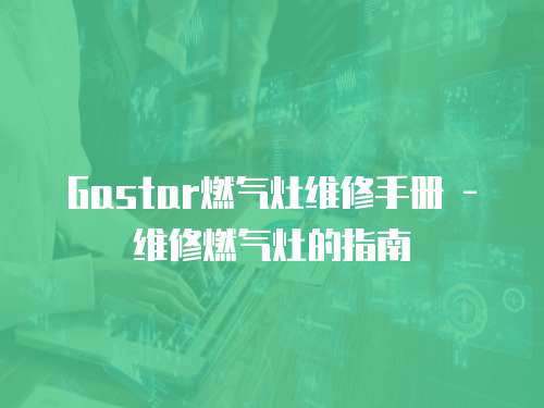 Gastar燃?xì)庠罹S修手冊 - 維修燃?xì)庠畹闹改? class=