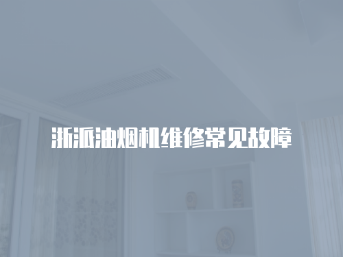 浙派油煙機維修常見故障