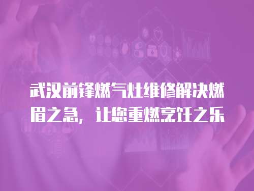 武漢前鋒燃氣灶維修解決燃眉之急，讓您重燃烹飪之樂