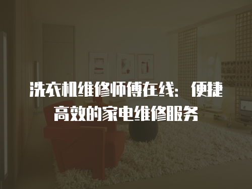 洗衣機(jī)維修師傅在線：便捷高效的家電維修服務(wù)