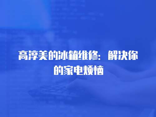 高淳美的冰箱維修：解決你的家電煩惱