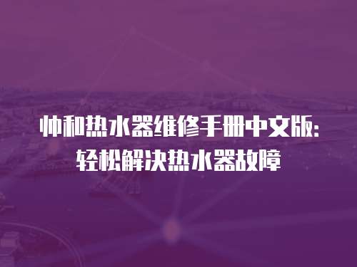 帥和熱水器維修手冊中文版：輕松解決熱水器故障