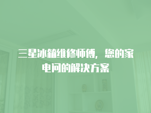 三星冰箱維修師傅，您的家電問(wèn)的解決方案