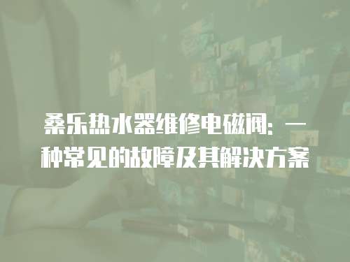 桑樂熱水器維修電磁閥: 一種常見的故障及其解決方案