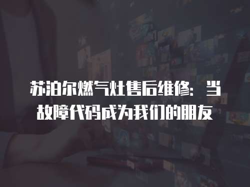 蘇泊爾燃氣灶售后維修：當故障代碼成為我們的朋友