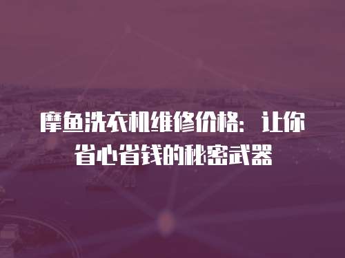 摩魚洗衣機維修價格：讓你省心省錢的秘密武器