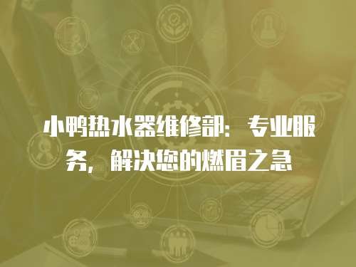 小鴨熱水器維修部：專業服務，解決您的燃眉之急