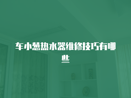 車小蔥熱水器維修技巧有哪些