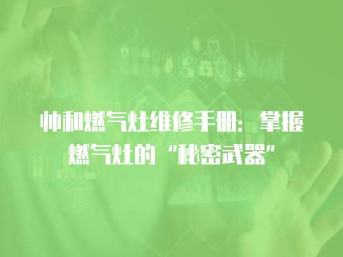 帥和燃氣灶維修手冊：掌握燃氣灶的“秘密武器”