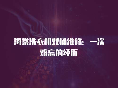 海棠洗衣機雙桶維修：一次難忘的經歷