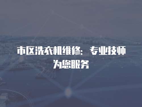 市區洗衣機維修：專業技師為您服務
