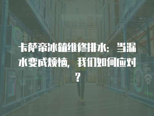 卡薩帝冰箱維修排水：當漏水變成煩惱，我們如何應對？