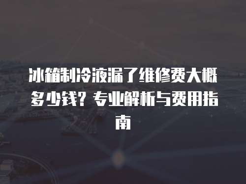 冰箱制冷液漏了維修費大概多少錢？專業解析與費用指南