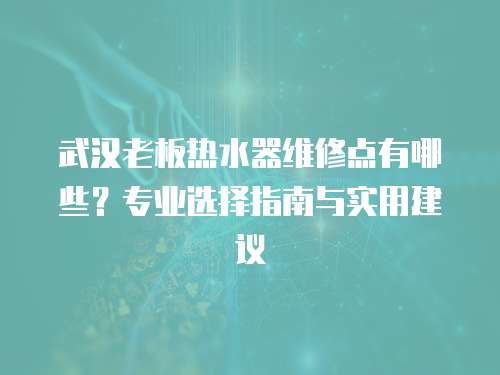 武漢老板熱水器維修點有哪些？專業(yè)選擇指南與實用建議