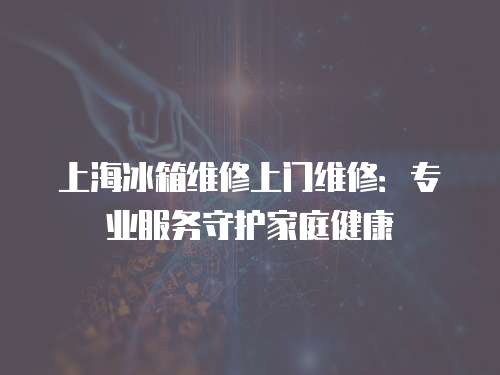 上海冰箱維修上門維修：專業服務守護家庭健康